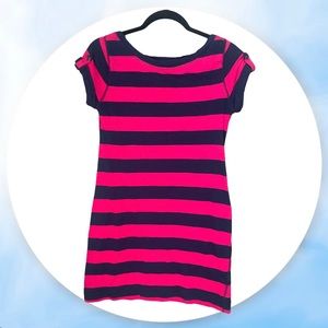 Banana Republic T-shirt Mini Dress Navy Pink Stripes Small Petite